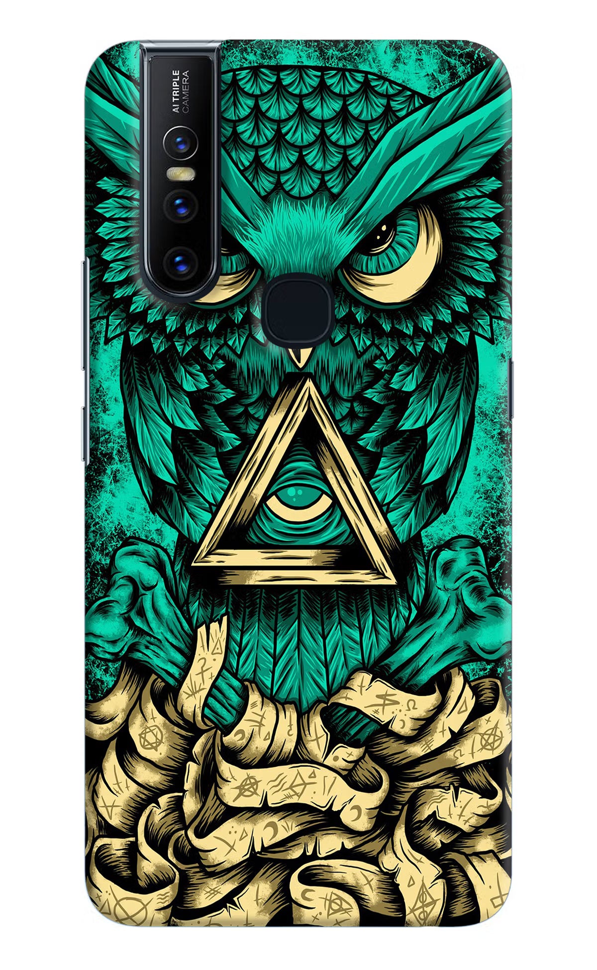 Green Owl Vivo V15 Hard Case Back Cover by Casekaro