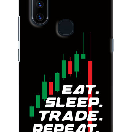 Eat Sleep Trade Repeat Vivo V15 Hard Case Back Cover by Casekaro