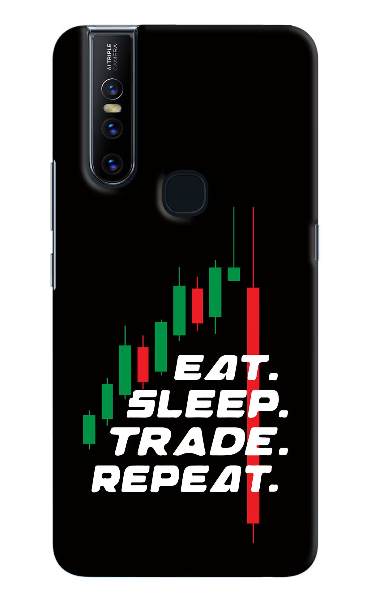 Eat Sleep Trade Repeat Vivo V15 Hard Case Back Cover by Casekaro
