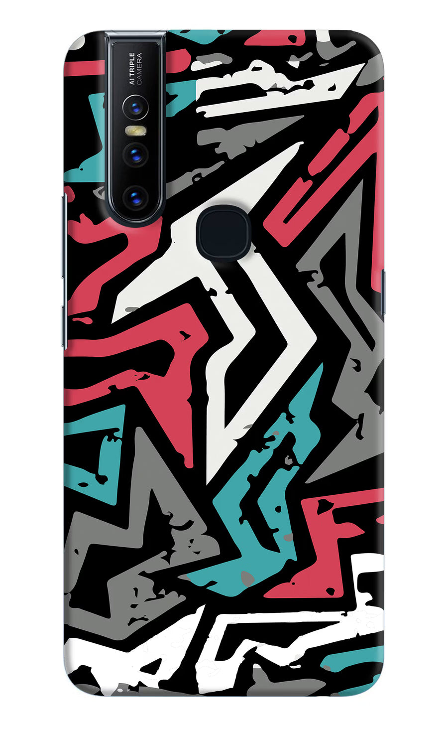 Geometric Graffiti Vivo V15 Back Cover, Hard case