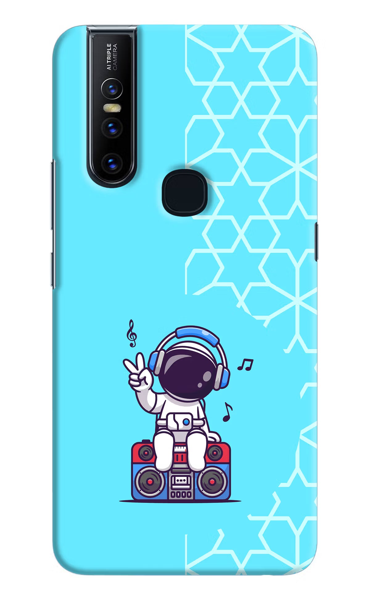 Cute Astronaut Chilling Vivo V15 Hard Case Back Cover by Casekaro