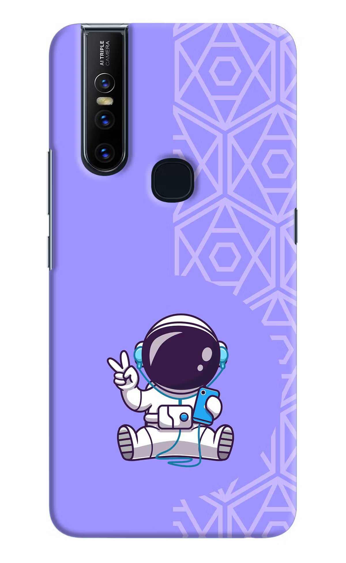 Cute Astronaut Chilling Vivo V15 Hard Case Back Cover by Casekaro