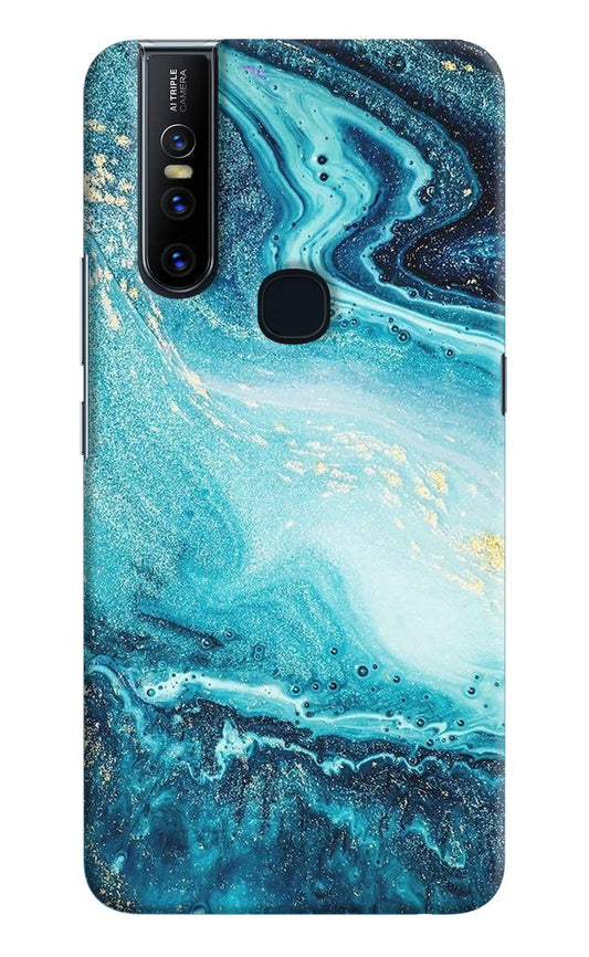 Blue Glitter Marble Vivo V15 Hard Case Back Cover by Casekaro