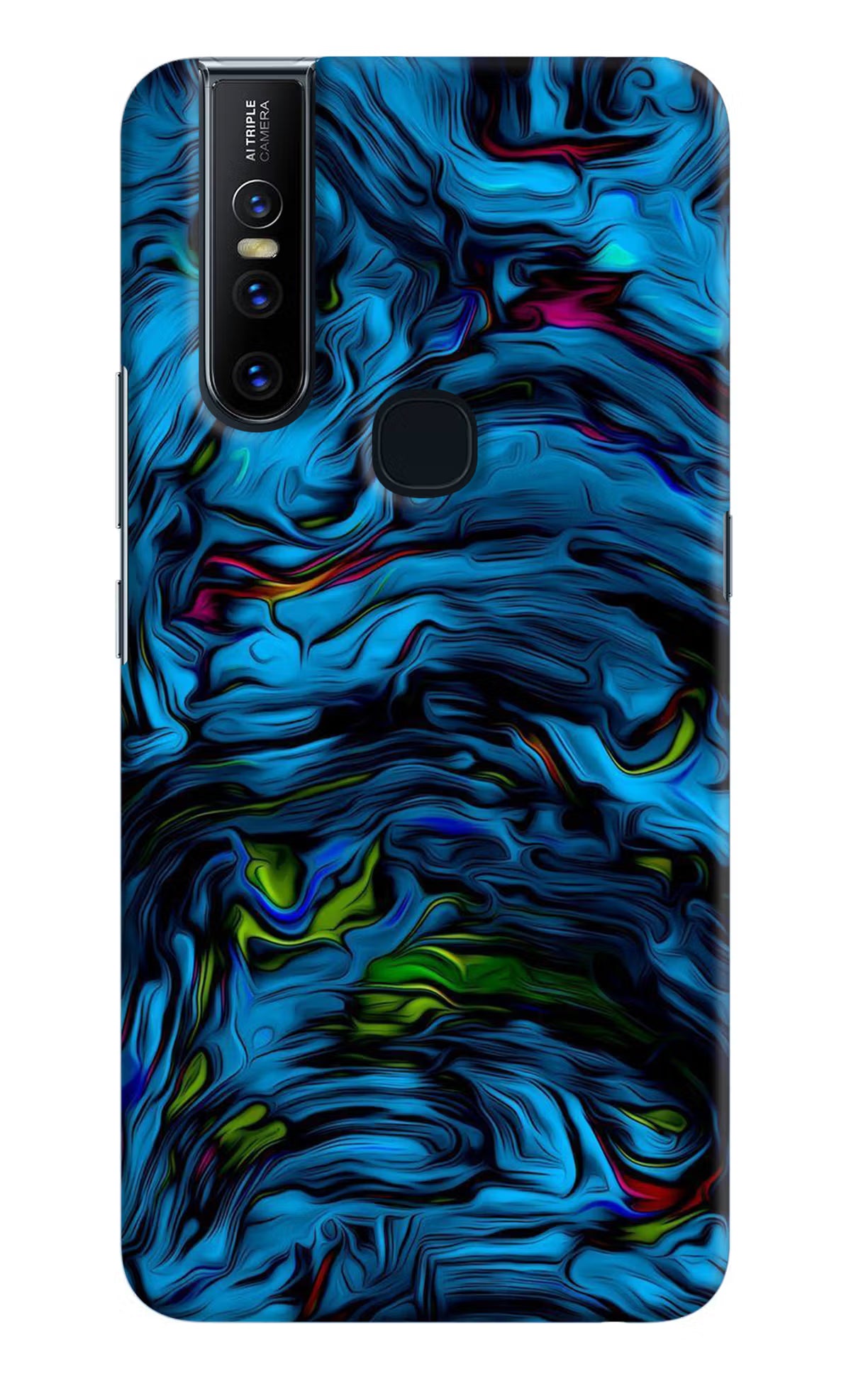 Dark Blue Abstract Vivo V15 Hard Case Back Cover by Casekaro
