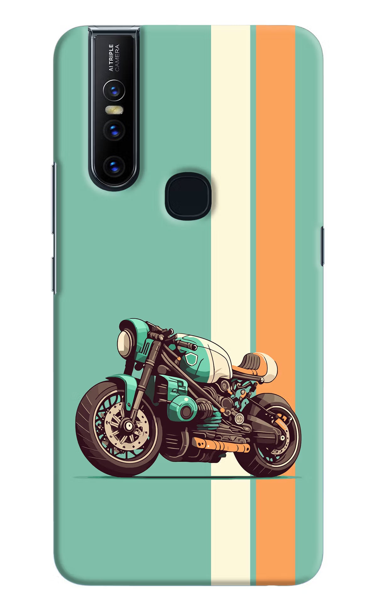Striped Moto Drift Vivo V15 Hard Case Back Cover by Casekaro