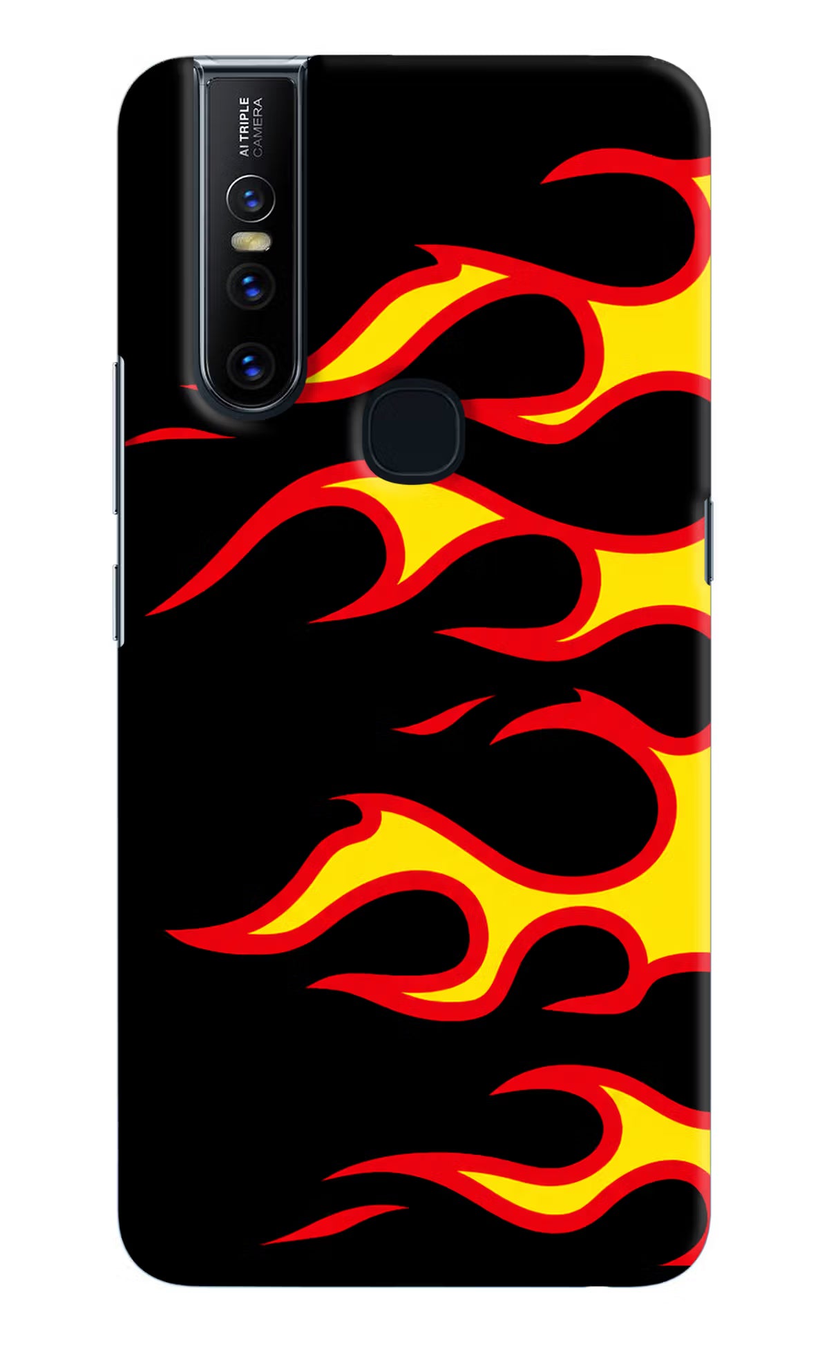 Side Sweep Flames Vivo V15 Hard Case Back Cover by Casekaro