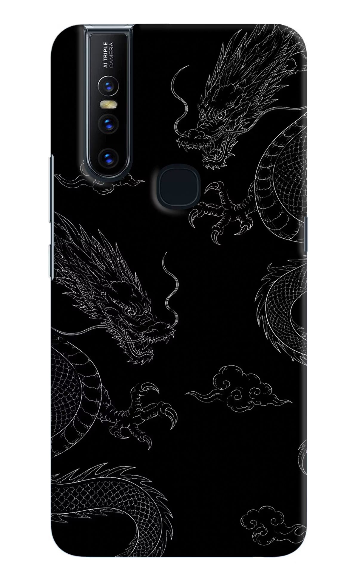 Twin Dragons Vivo V15 Hard Case Back Cover by Casekaro
