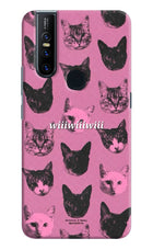 Pink Cats Vivo V15 Hard Case Back Cover by Casekaro