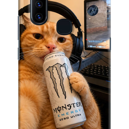 Gamer Cat Energy Vivo V15 Hard Case Back Cover by Casekaro