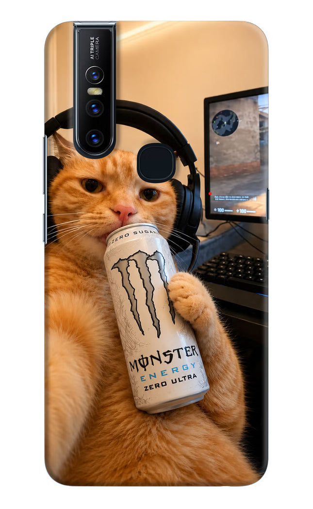 Gamer Cat Energy Vivo V15 Hard Case Back Cover by Casekaro