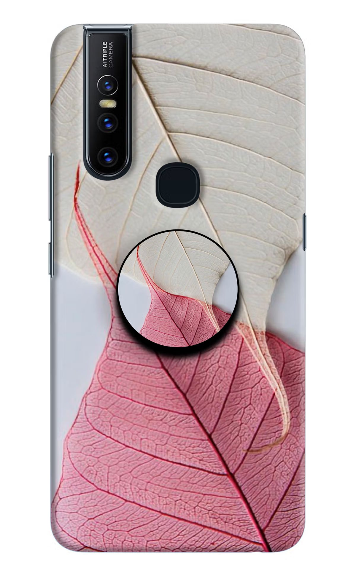 White Pink Leaf Vivo V15 Pop Case by Casekaro