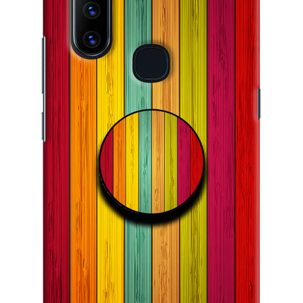 Multicolor Wooden Vivo V15 Pop Case by Casekaro