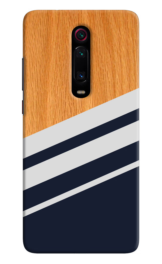 Blue and white wooden Redmi K20 Pro Hard Case Back Cover by Casekaro