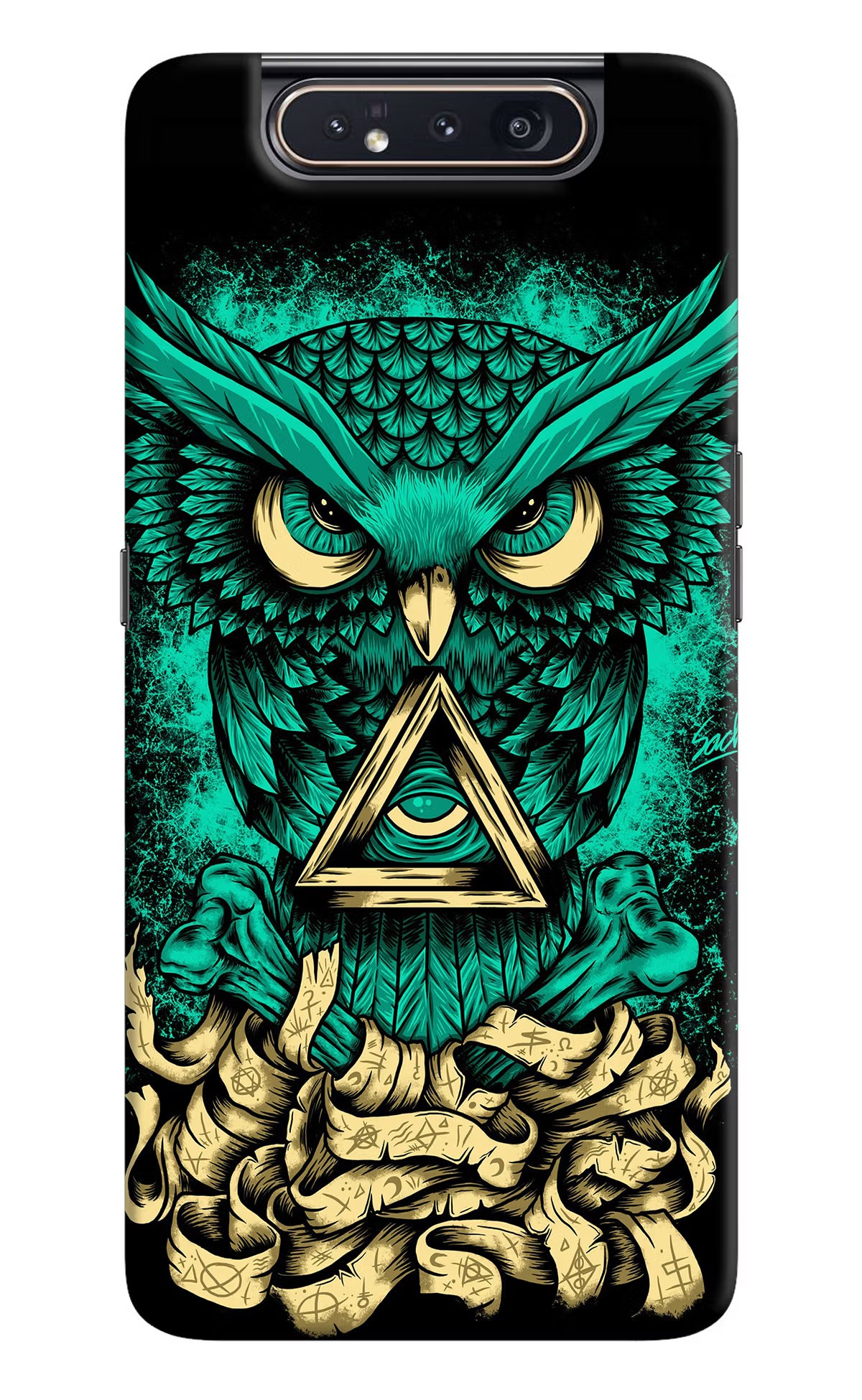 Green Owl Samsung A80 Hard Case Back Cover by Casekaro