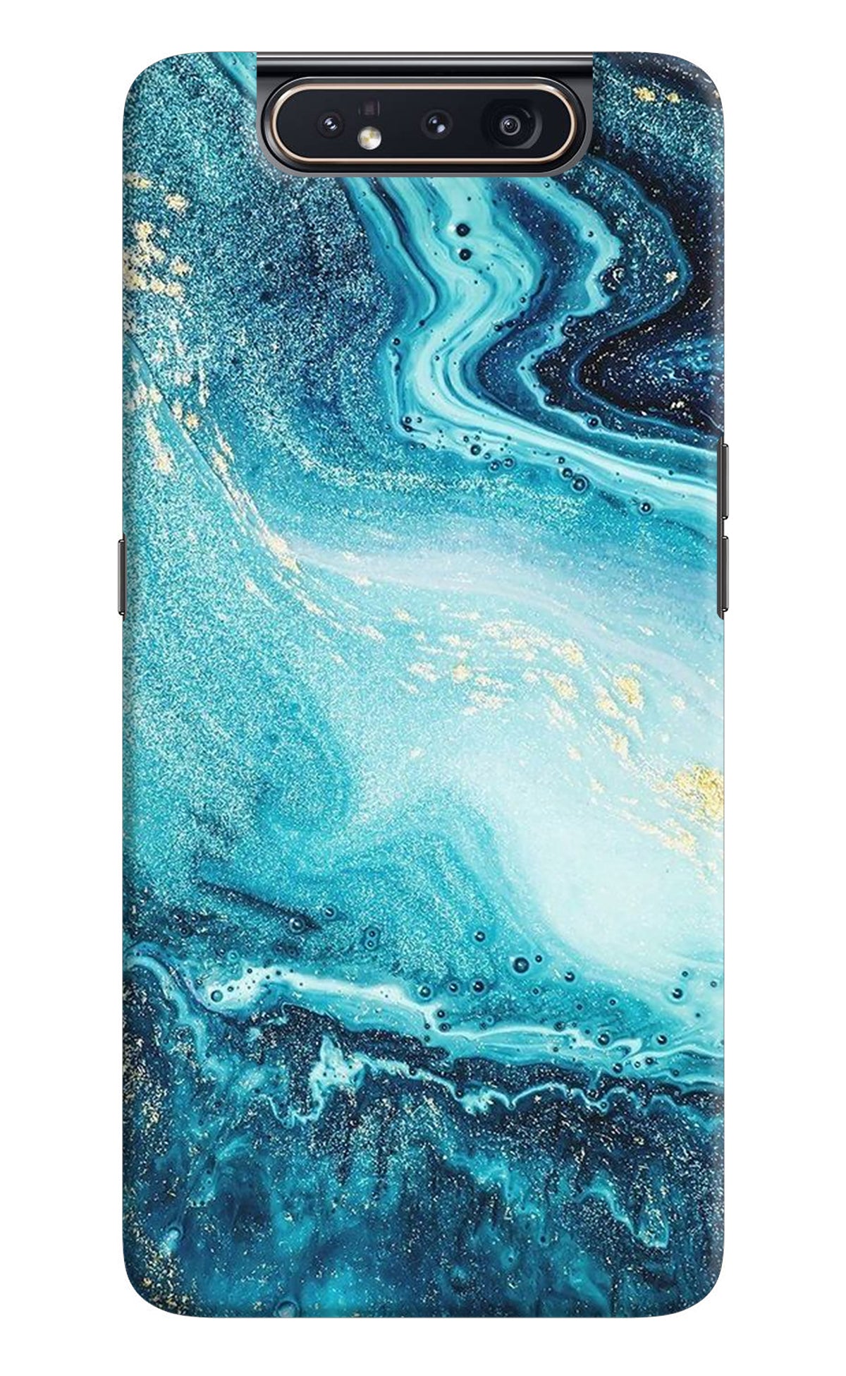 Blue Glitter Marble Samsung A80 Back Cover