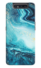 Blue Glitter Marble Samsung A80 Hard Case Back Cover by Casekaro