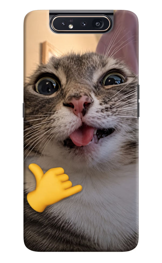 Silly Cat Call Samsung A80 Hard Case Back Cover by Casekaro