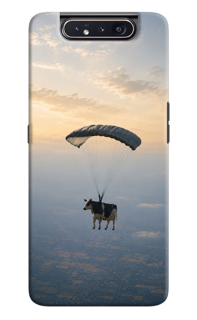 Skydiving Cow Samsung A80 Hard Case Back Cover by Casekaro
