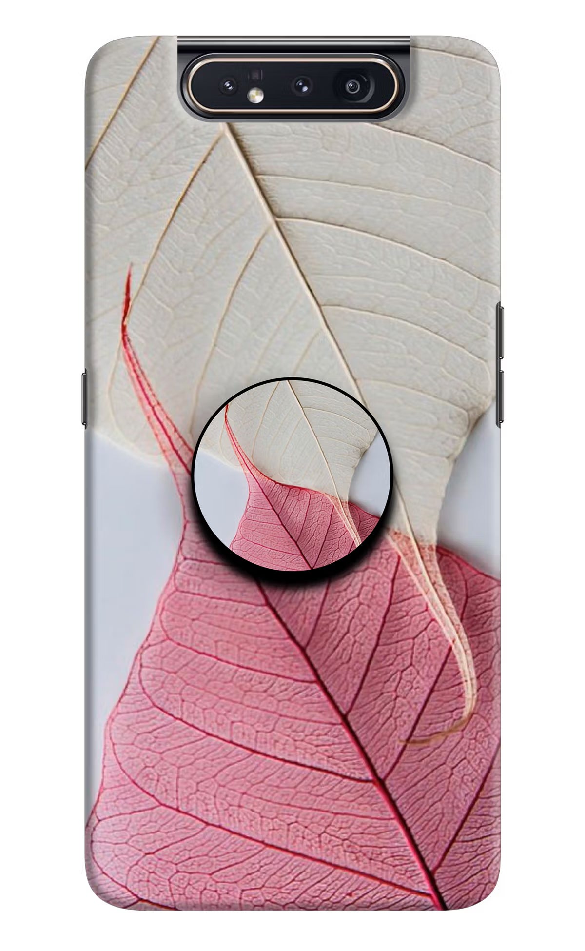 White Pink Leaf Samsung A80 Pop Case by Casekaro