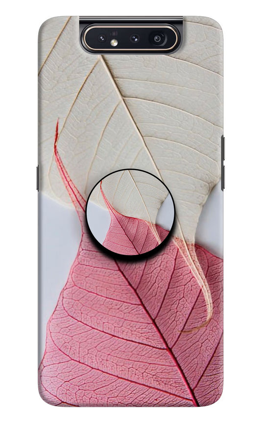 White Pink Leaf Samsung A80 Pop Case by Casekaro