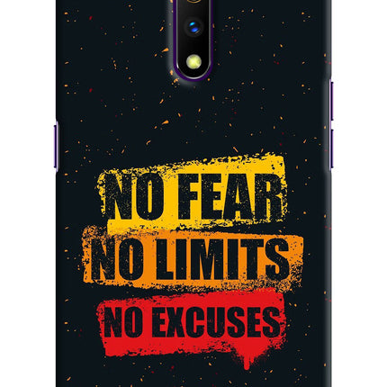 No Fear No Limits No Excuse Realme X Hard Case Back Cover by Casekaro