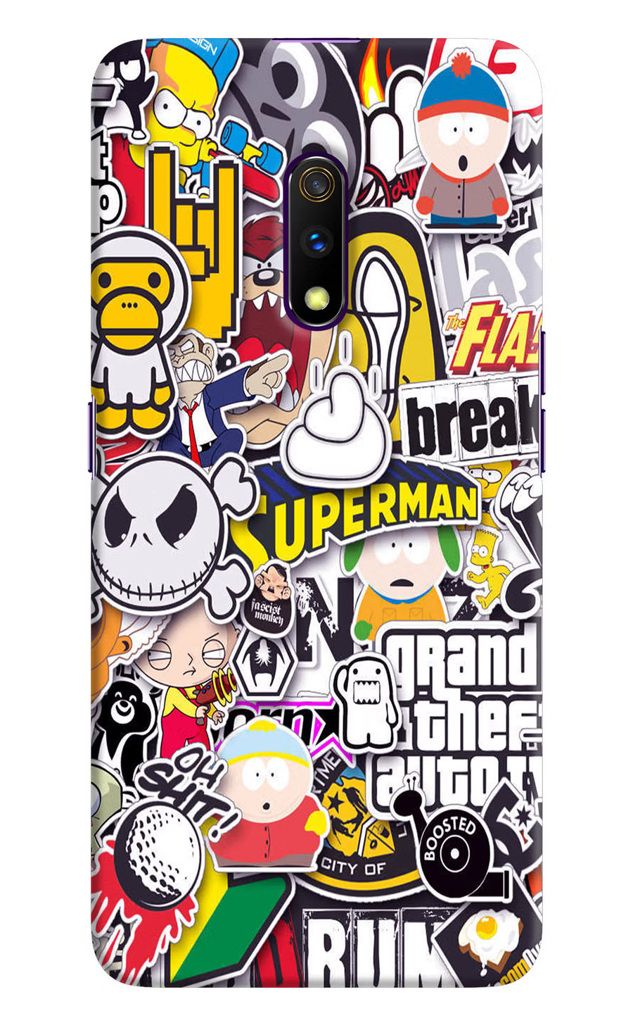 Sticker Bomb Realme X Back Cover, Hard case