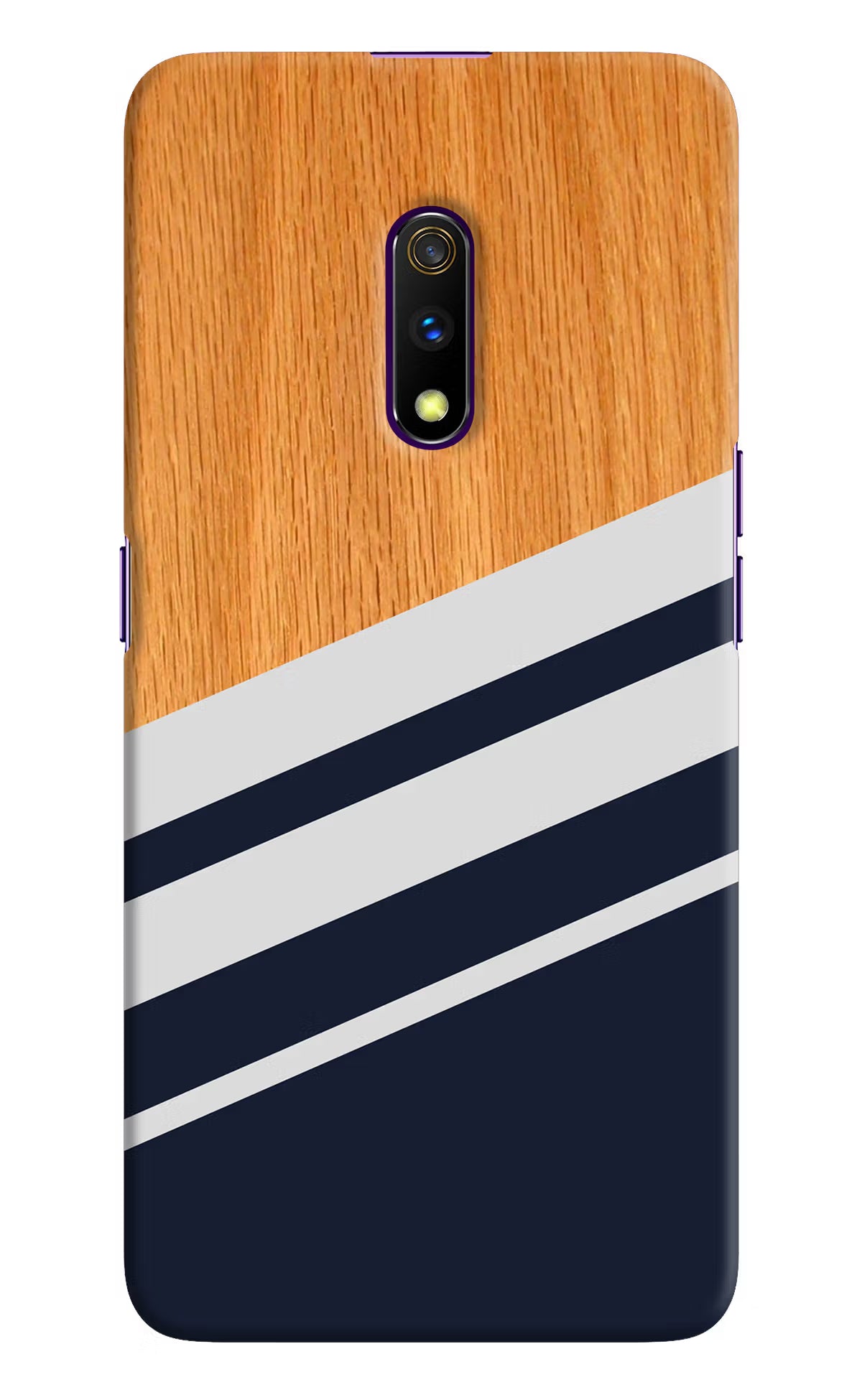 Blue and white wooden Realme X Hard Case Back Cover by Casekaro