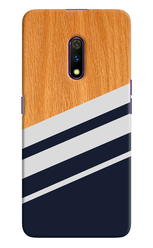 Blue and white wooden Realme X Hard Case Back Cover by Casekaro