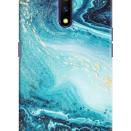 Blue Glitter Marble Realme X Hard Case Back Cover by Casekaro