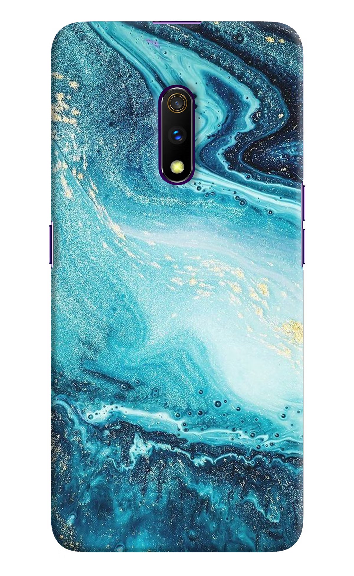 Blue Glitter Marble Realme X Hard Case Back Cover by Casekaro
