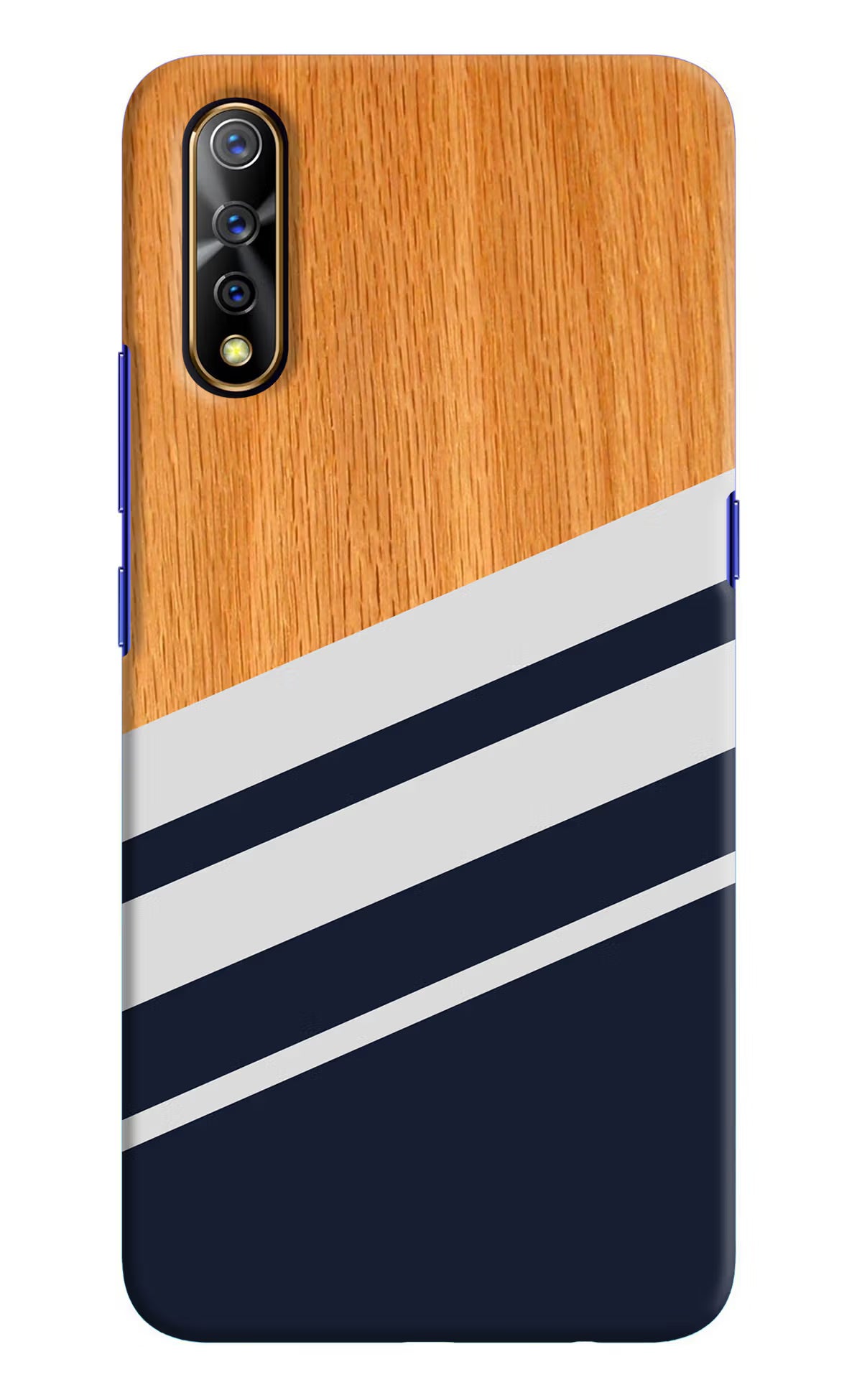 Blue and white wooden Vivo S1/Z1x Hard Case Back Cover by Casekaro