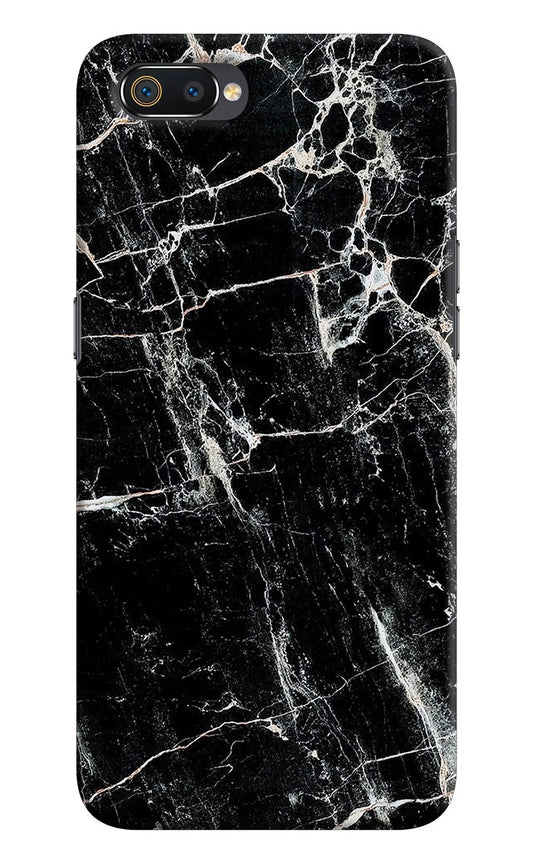 Black Marble Texture Realme C2 Hard Case Back Cover by Casekaro