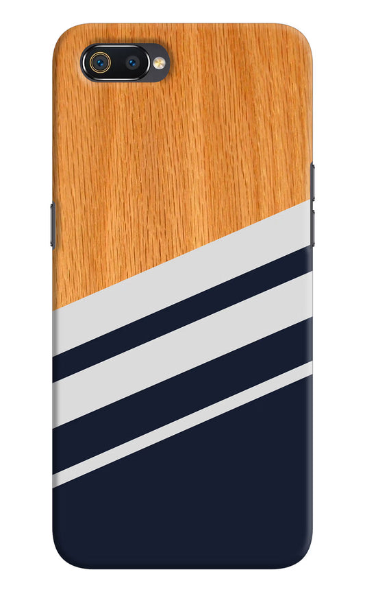 Blue and white wooden Realme C2 Hard Case Back Cover by Casekaro