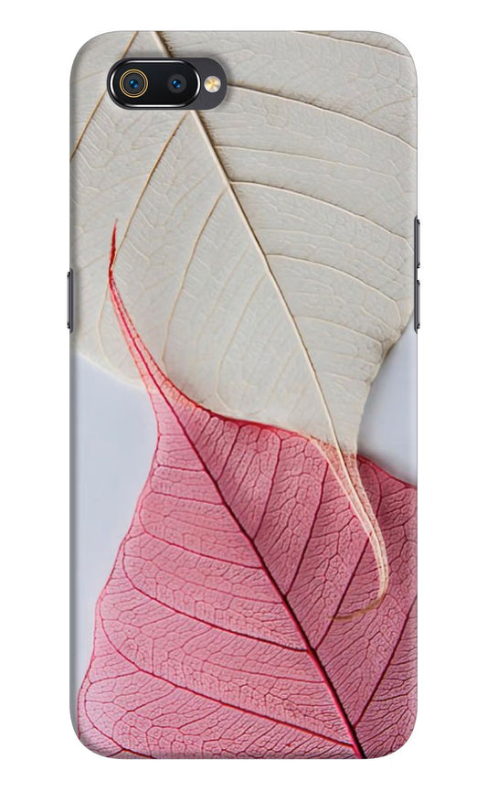 White Pink Leaf Realme C2 Hard Case Back Cover by Casekaro