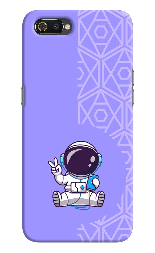 Cute Astronaut Chilling Realme C2 Hard Case Back Cover by Casekaro