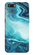 Blue Glitter Marble Realme C2 Hard Case Back Cover by Casekaro