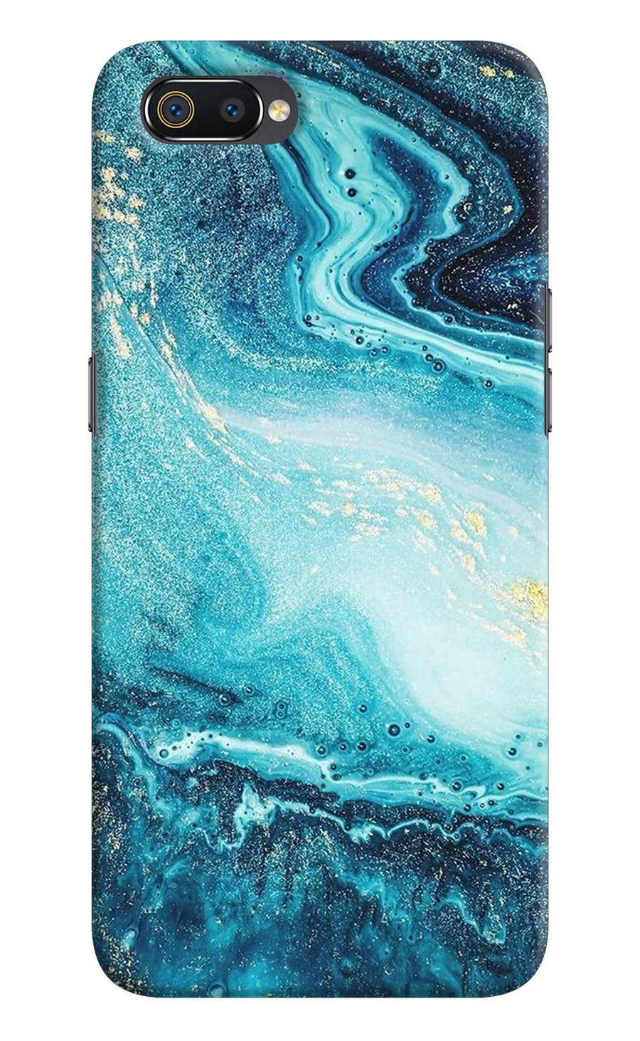 Blue Glitter Marble Realme C2 Back Cover, Hard case