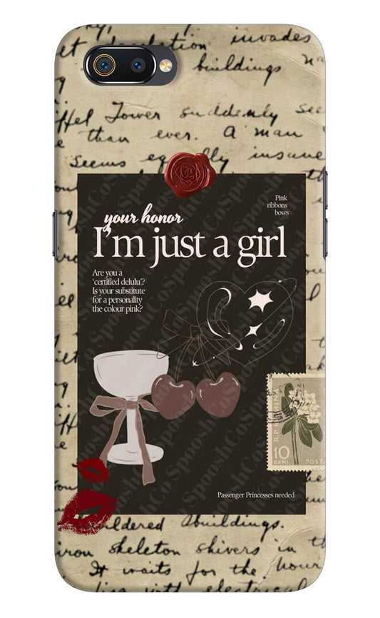 I am just a girl Realme C2 Hard Case Back Cover by Casekaro