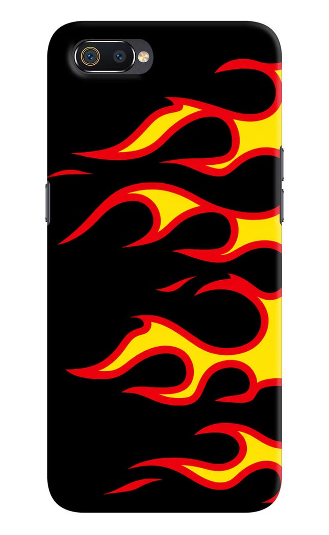 Side Sweep Flames Realme C2 Hard Case Back Cover by Casekaro