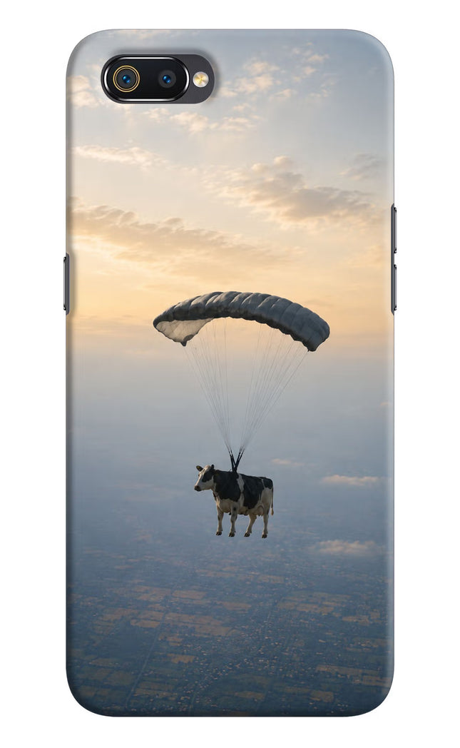 Skydiving Cow Realme C2 Hard Case Back Cover by Casekaro