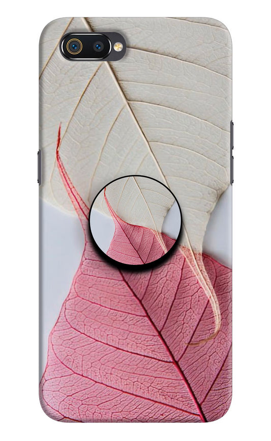 White Pink Leaf Realme C2 Pop Case by Casekaro