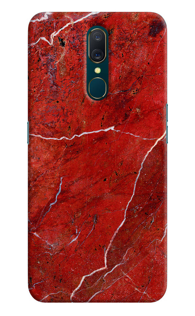 Red Marble Design Oppo A9 Hard Case Back Cover by Casekaro