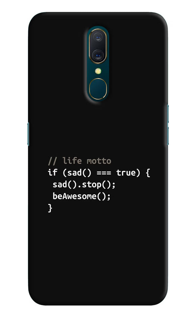 Life Motto Code Oppo A9 Hard Case Back Cover by Casekaro
