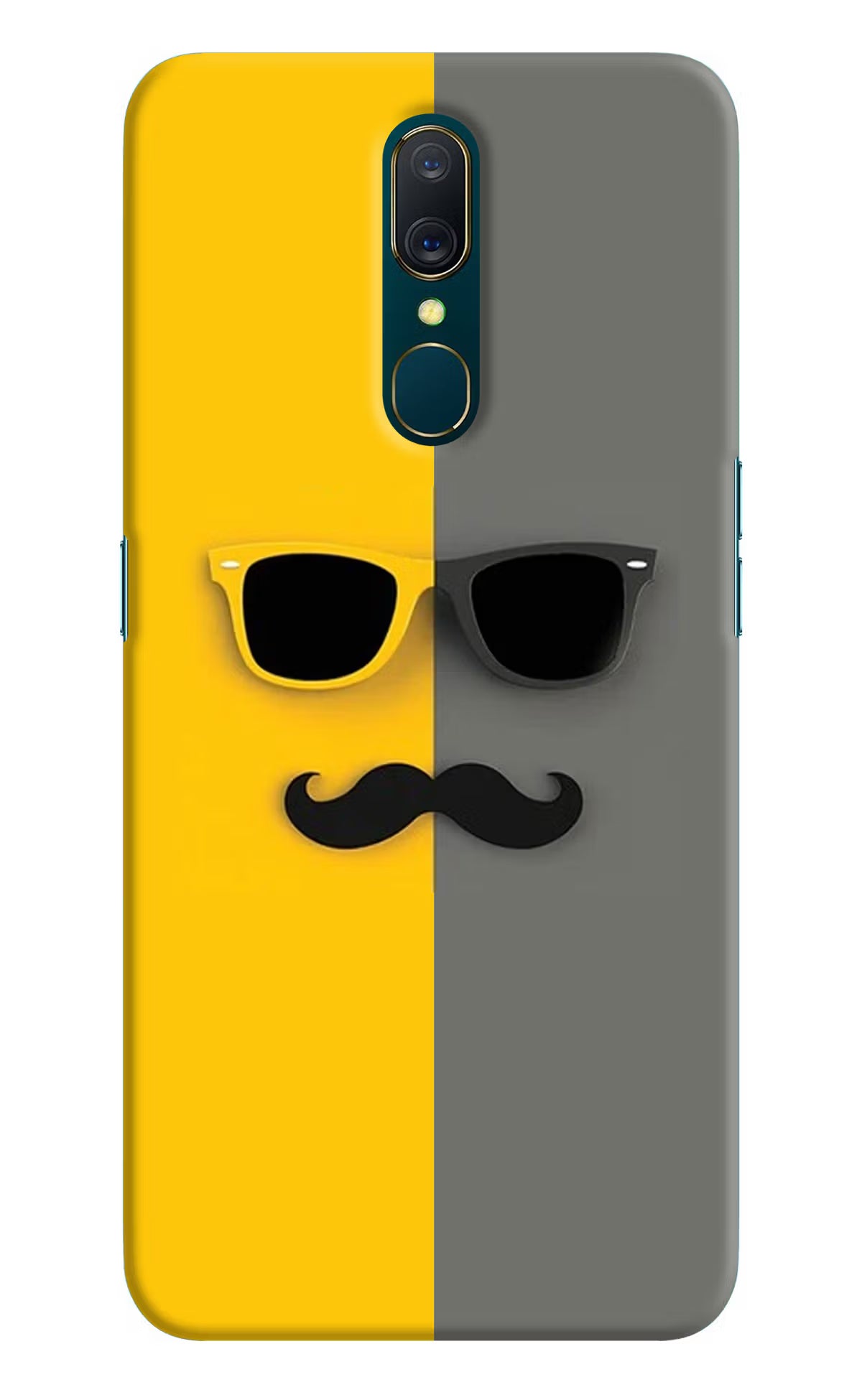 Sunglasses with Mustache Oppo A9 Hard Case Back Cover by Casekaro