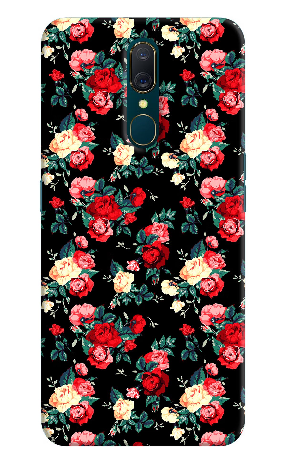 Rose Pattern Oppo A9 Hard Case Back Cover by Casekaro