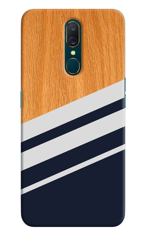 Blue and white wooden Oppo A9 Back Cover