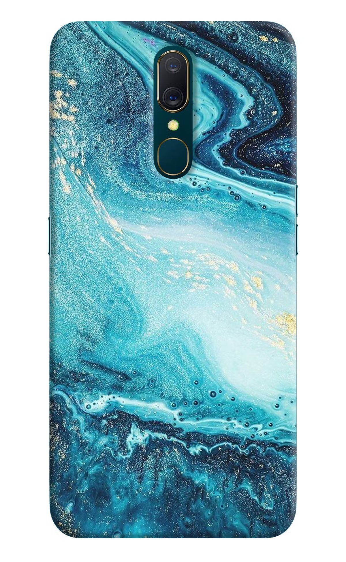 Blue Glitter Marble Oppo A9 Hard Case Back Cover by Casekaro