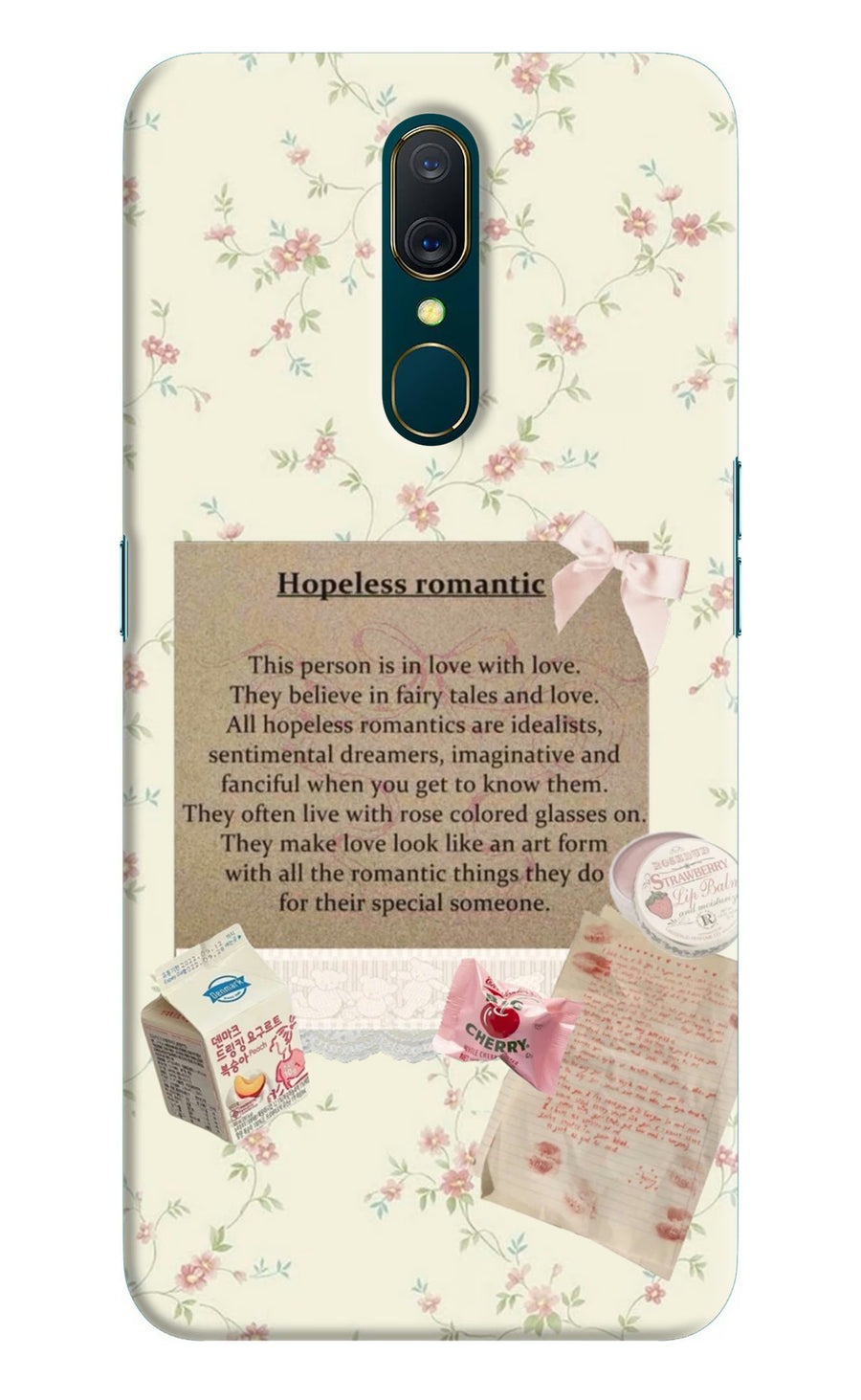 Hopeless Romantic Oppo A9 Back Cover, Hard case