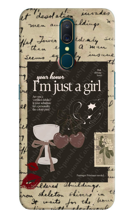 I am just a girl Oppo A9 Hard Case Back Cover by Casekaro