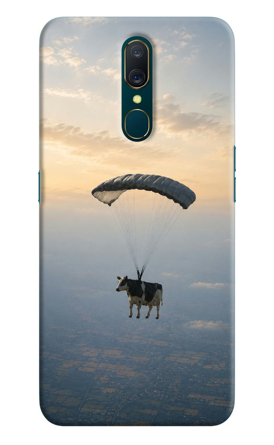 Skydiving Cow Oppo A9 Back Cover, Hard case